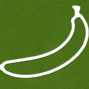 Paquete de 25 troqueles de papel con forma de plátano, troqueles de frutas, cartulina con plátano, plátanos para hacer tú mismo, tarjeta de frutas para hacer tú mismo, árbol de plátano, manzanas para álbum de recortes