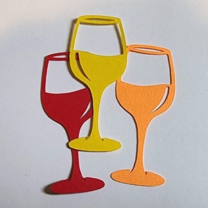 Confezione da 25 - Forme di bicchieri da vino in carta, bicchieri da vino ritagliati, bicchieri da vino in cartoncino, bicchieri fai da te, articoli per feste, matrimonio, anniversario, compleanno