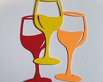 Cardstock Wine Glass Cutouts - Party & Wedding Decor, 25 Pack