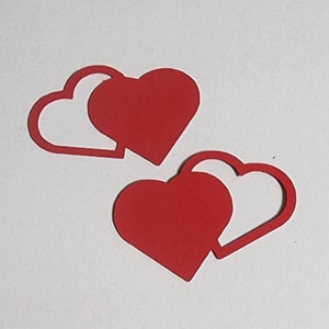 Paquet de 25 papiers en forme de deux coeurs, Cupidon découpé, papier cartonné coeur, amour, bricolage coeur, articles de fête, Saint Valentin, anniversaire, mariage