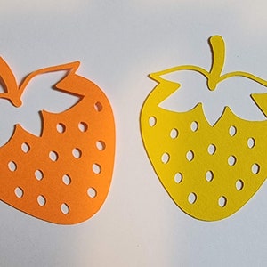 Paquete de 25 troqueles de papel con forma de fresa, troqueles de frutas, cartulina de fresa, bricolaje, tarjetas de frutas, planta de fresa, álbum de recortes de frutas