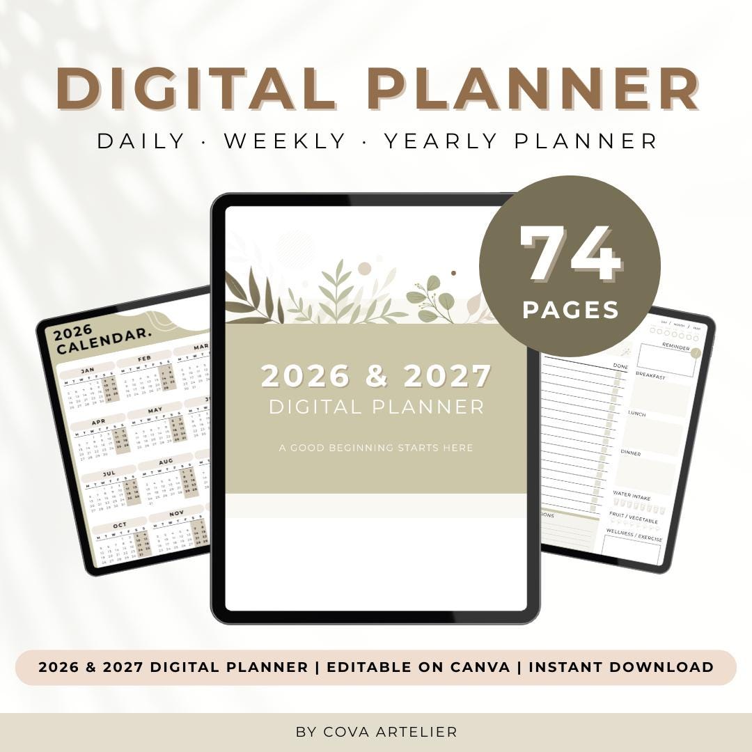 2026-2027 Digital Planner | Minimalist Neutral Canva Template (digital ...