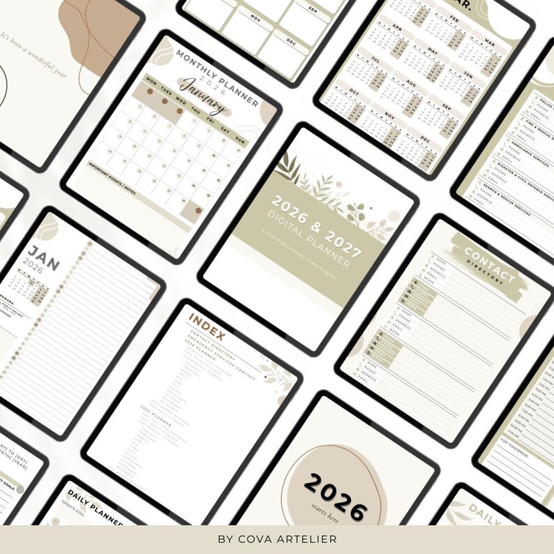 2026-2027 Digital Planner | Minimalist Neutral Canva Template (digital ...