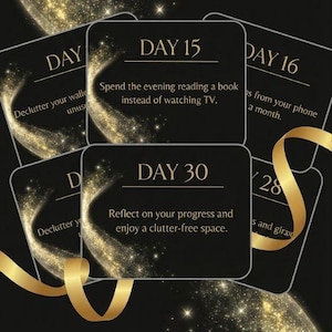 30 dagen afdrukbare kaarten minimalistische uitdaging, digitaal zelfverbeteringsspel, pdf-uitdaging minimalisme, afdrukbare motivatiekaarten