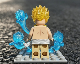 Dragon Ball Gotenks Super Saiyajin Haar, Blauer Gürtel & 3 Geister | MOC Teile für Minifiguren (Minifigur Nicht Enthalten)