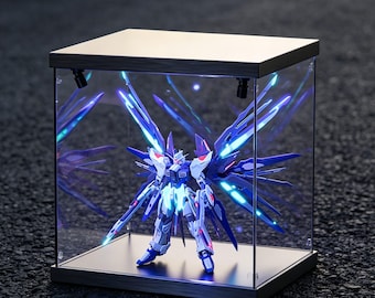 Ferngesteuerte zweifarbige LED Gundam Vitrine Box mit drehbarer Schale, ABS & Acryl