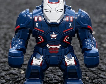 Marvel Iron Man Adult Figure Steel Patriot Mark 20, Deep Blue/Red/White Glossy ABS Plastic, 360 Print Collectible