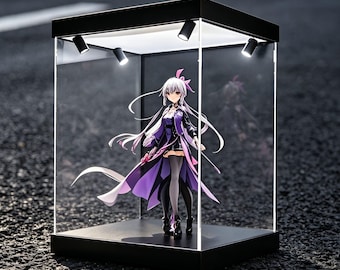 Ferngesteuerte 3-Farb-LED-Strahler-Vitrine für Modellsammler, USB-C / DC-betrieben, einstellbares warm- bis kaltweißes Licht