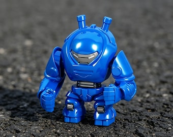 Three-Piece Custom Adult Figure Inspired by Anti-Hulk, Electroplated Blue Metallic ABS with Rotating Joints