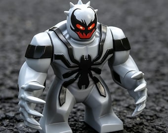 Marvel Anti-Venom Action Figure: Matte White ABS Body, Red Glow Eyes, Black Spider Print, Full-Cover Helmet Mask