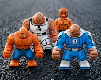 Marvel The Thing Custom Plastic Minifigure: Orange Rock Texture, 360 Printing & Embossed Cracks — Collectible for Fans Display