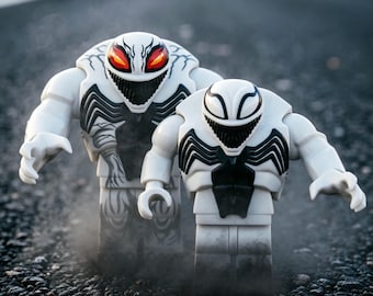 Marvel Anti-Venom & Venom Adult Collectible Figure Set – Matte White-Black-Red ABS, Glow Eyes, Flame Detail, for Fans Display