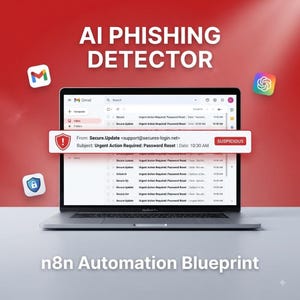 Flusso di lavoro N8n, rilevatore di phishing basato sull'IA | Modello di automazione email per Gmail