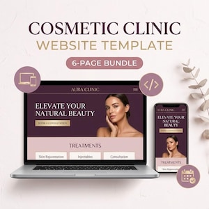Cosmetic Clinic Website Template | 6-Page HTML CSS Bundle | Booking + Datenschutz Impressum | No Code Editable | Instant Digital Download