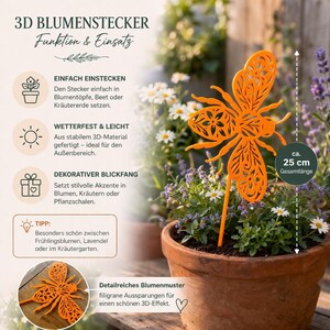 3D Flower Stakes Bee – Garden Stakes Plant Stakes for Flower Pots & Balconies – Weatherproof Garden Decoration – Gift Idea – Various Colors