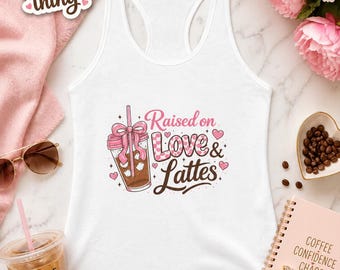 Raised On Love n Lattes Graphic Tank, Gift For Mom, Mama Shirt, T Shirt, Mothers Day GiftComfy Summer Tee, Mom Life Shirt Presentparent