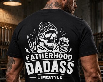 Mens Graphic Shirt | DADASS Lifestyle | Back Print Skeleton and Coffee Design
