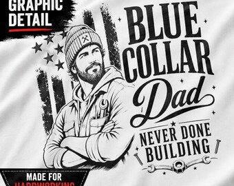 Blue Collar Daddy Back Print T-Shirt, Father's Day Gift, Workwear Tee, Perfect Gift Idea For Men