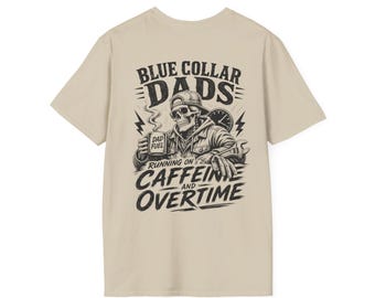 Fatherhood Skeleton Holding Hammer T-Shirt | Running on Caffeine and Overtime