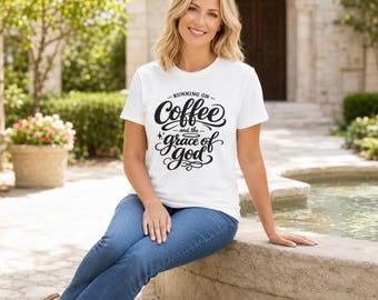 Running on Coffee and the Grace of God T-Shirt | Coffee Loving Christian Tee