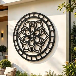 Mandala redonda de metal para pared, decoración bohemia y espiritual, acento relajante para el hogar, idea de regalo para jardín zen.