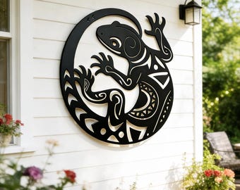 Metal Wall Art gekko, muurornament hagedis, binnenplaatsdecor, cadeaus voor reptielenliefhebbers