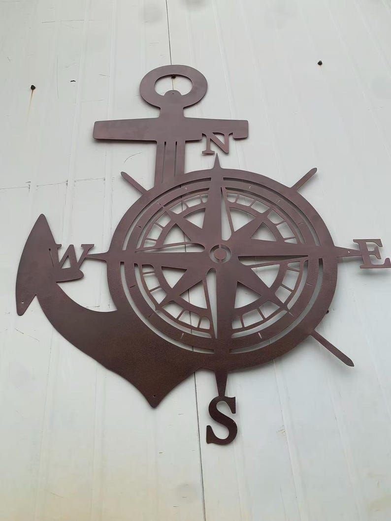 Nautical Anchor Compass Metal Wall Art, Coastal Decor & Sailors Gift - Etsy