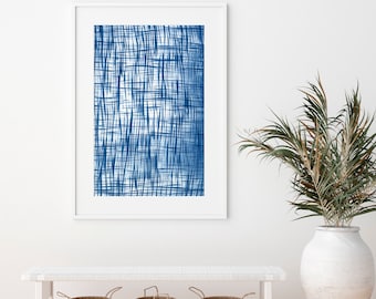 Crosshatch, Fine Art Print, Hand Dyed, Natural Indigo, Textile, Shibori, Tie Dye, Peaceful, Relaxation, Abstract, Minimalist, Modern