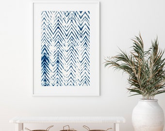 Herringbone, Fine Art Print, Natural Indigo, Textile, Hand Dyed, Shibori, Tie Dye, Peaceful, Relaxation, Abstract, Minimalist, Modern