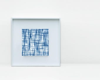 Square Shibori, Fine art Print, Natural Indigo, Hand dyed, Textile, Tie Dye, Peaceful, Relaxation, Abstract, Minimalist, Modern
