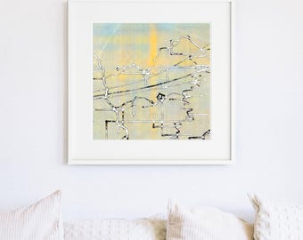 Off Grid, Fine Art Print, Abstract, Minimalist, Modern, Neutral Home Decor, Contemporary Gray Canvas