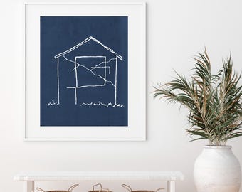 Indigo Home, Fine Art Print, Abstract, Minimalist, Modern, Blue Home Decor, Contemporary Canvas