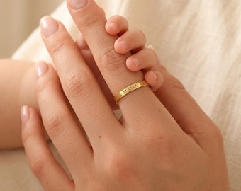 Personalized Signature Ring • Actual Handwriting Band • Custom Engraved Name Jewelry • Sentimental Memorial Mothers Day Gift for Her