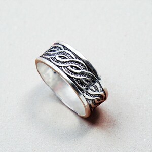 Anillo de nudo celta trenzado de plata de ley, joyería con diseño de espiga vikinga