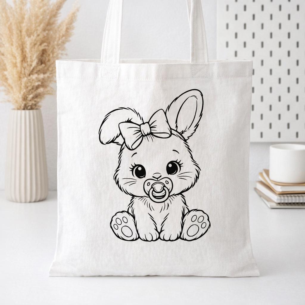Baby Bunny SVG – Cute Bunny Clipart – Kawaii Baby Rabbit Line Art for ...