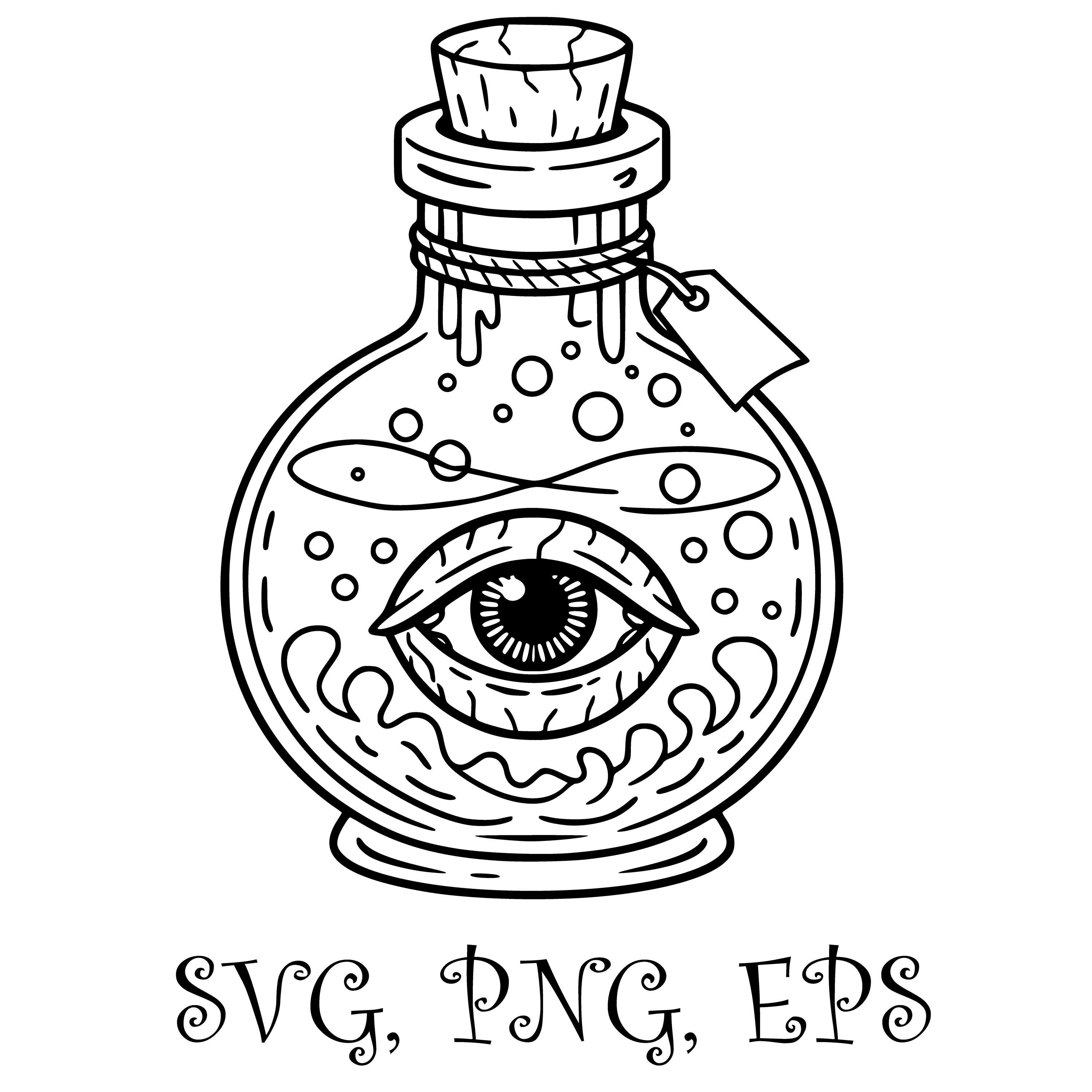 Magic Potion SVG – Cute Potion Clipart – Kawaii Eye Potion Line Art for ...