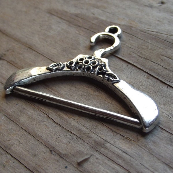 Silver tone Hanger charm / Hanger pendant / jewelry finding / jewelry supplies / craft supplies / mixed media supplies / miniature hanger