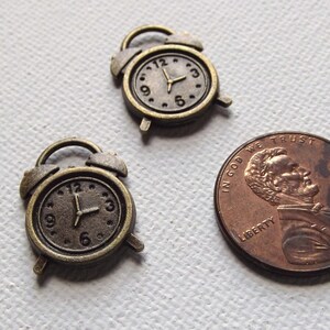 2 Gold tone Alarm Clock charms / Jewelry / Craft Supplies / altered art / assemblage / mixed media / steampunk / watch / time / DIY