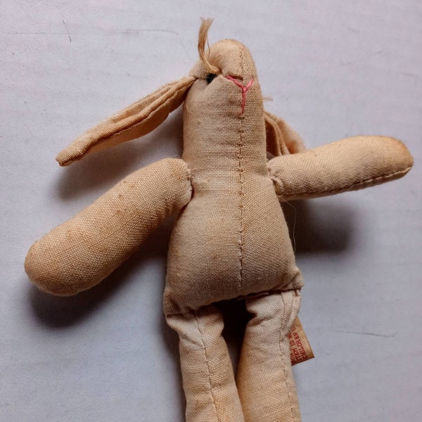 Unfinished tea dyed Rag Doll / Rabbit / bunny / Vintage Doll / Primitive Doll / Supplies / cloth body / doll bodies/ refinished doll