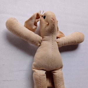 Unfinished tea dyed small Rag Doll / bunny Rabbit / Vintage Doll / Primitive / Supplies / cloth body / doll bodies/ refinished doll Easter