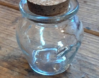 Small Apothecary Glass Jar with Cork Stopper / Craft Supplies / mixed media supply / altered art supplies / bottles / miniature container