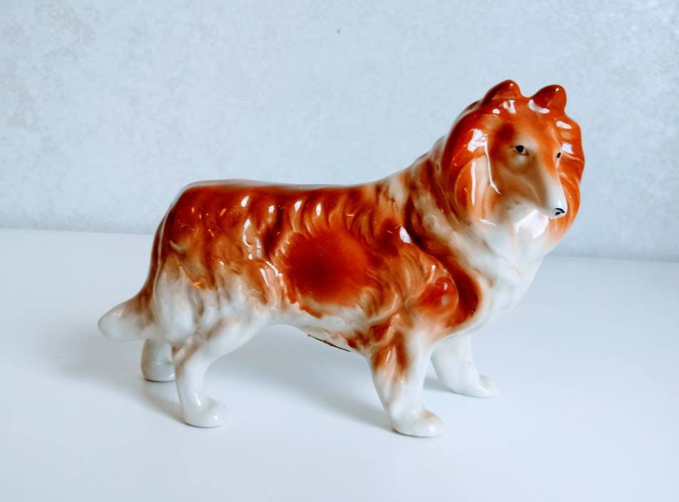 Pair of Vintage dog figurines German shepherd farm dog Home decor