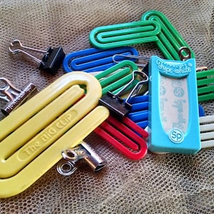 Vintage Office Supply / Industrial Chic decor / Retro office supplies / vintage clips / vintage typing supplies / Sterling white