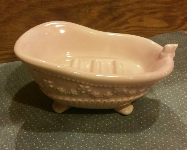 Vintage Pink Bathtub soap dish / Bathroom decor / Miniature / Etsy