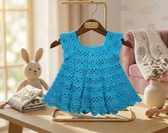Baby Kleid Häkelanleitung | 3 Monate Muschelstich Gehrock (PDF Download)