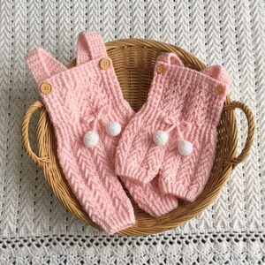 Crochet Baby Romper Pattern | Cable Knit Overalls, Pom Pom Ties (PDF Download)