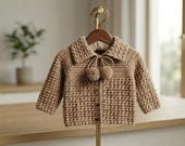 Crochet Baby Cardigan Pattern | Top Down Sweater PDF | 0-3 Months (Digital Download)
