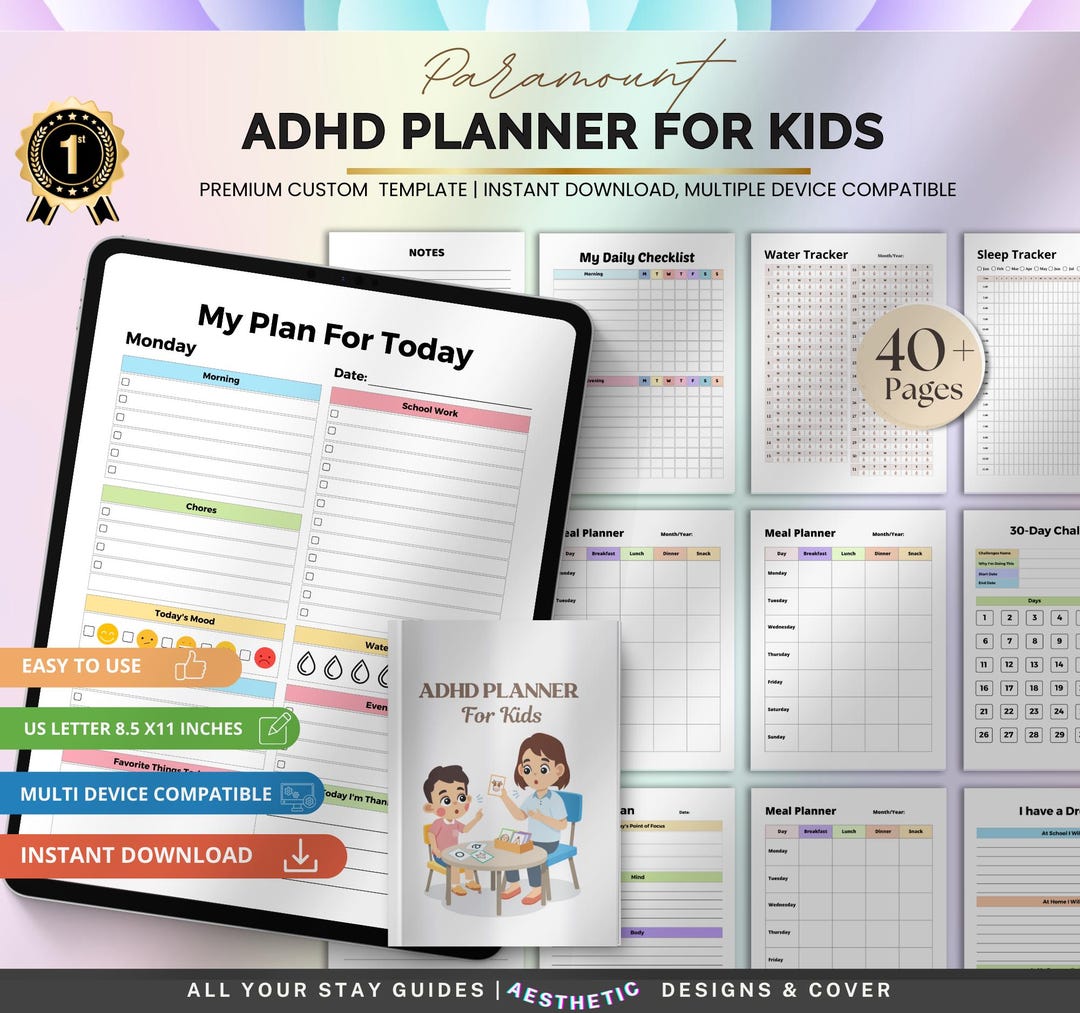 ADHD Planner for Kids Printable | Executive Function Workbook | Focus ...