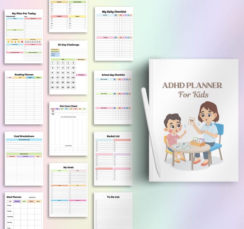 ADHD Planner for Kids Printable | Executive Function Workbook | Focus ...