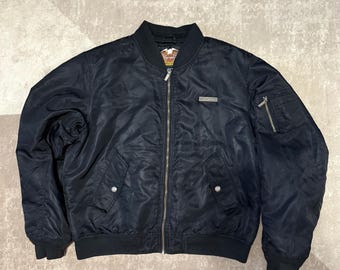 Blouson bomber Harley Davidson en satin matelassé noir en nylon, taille XL homme
